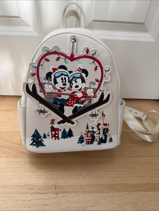 Disney Other - Disney White Backpack with Red and Blue Mickey & Minnie Ski Design